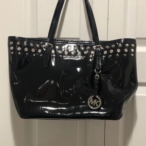 Black rhinestone patent leather Michael kors tote